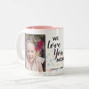 Tasse 2 Couleurs Love Mom 2 Photo Pastel Dots
