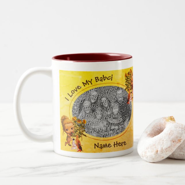 Tasse 2 Couleurs Love My Babci Puppies Polonaise Grand-mère (Avec donut)