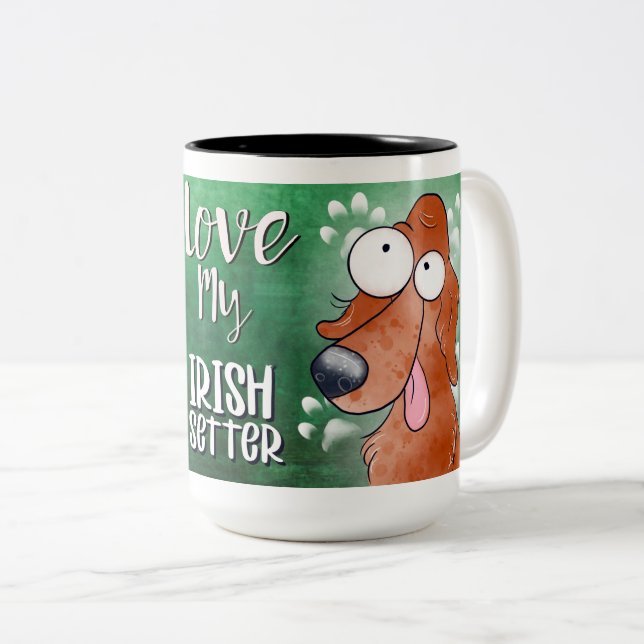 Tasse 2 Couleurs Love My Irish Setter Cartoon (Devant droit)