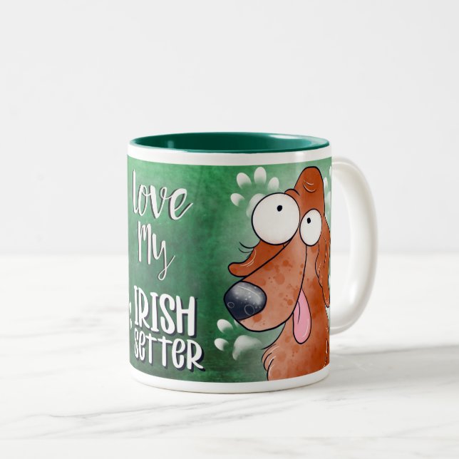 Tasse 2 Couleurs Love My Irish Setter Cartoon 11oz (Devant droit)
