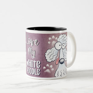 Tasse 2 Couleurs Love My White Poodle Cartoon 11oz