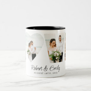 Tasse 2 Couleurs Love Photo Collage 4 Photos Anniversaire Cadeau