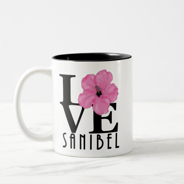Tasse 2 Couleurs LOVE Sanibel Pink Hibiscus 11oz (Gauche)