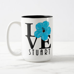 Tasse 2 Couleurs LOVE Stuart Florida Blue Hibiscus 15oz