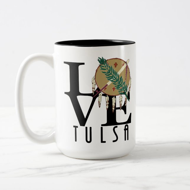 Tasse 2 Couleurs LOVE Tulsa Oklahoma15oz (Gauche)