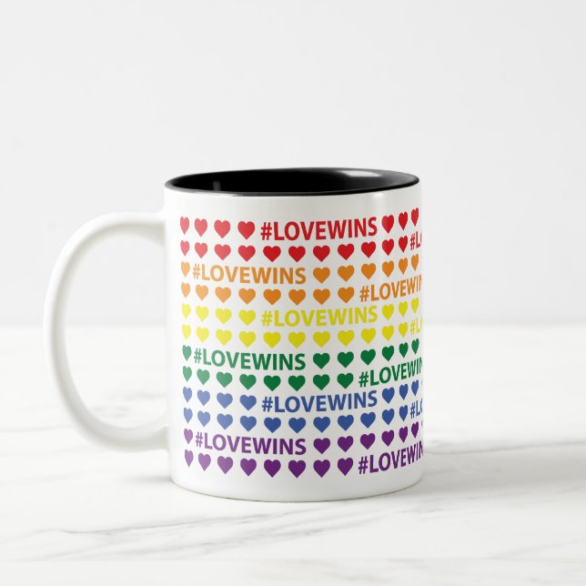 Tasse 2 Couleurs #LoveWins Rainbow Heart Motif (Gauche)