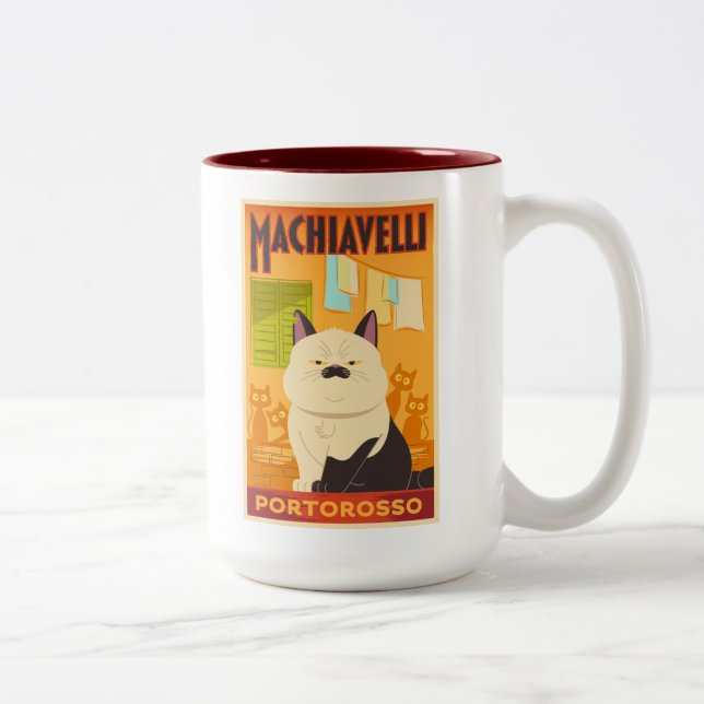 Tasse 2 Couleurs Luca | Illustration de chat Machiavelli (Droit)