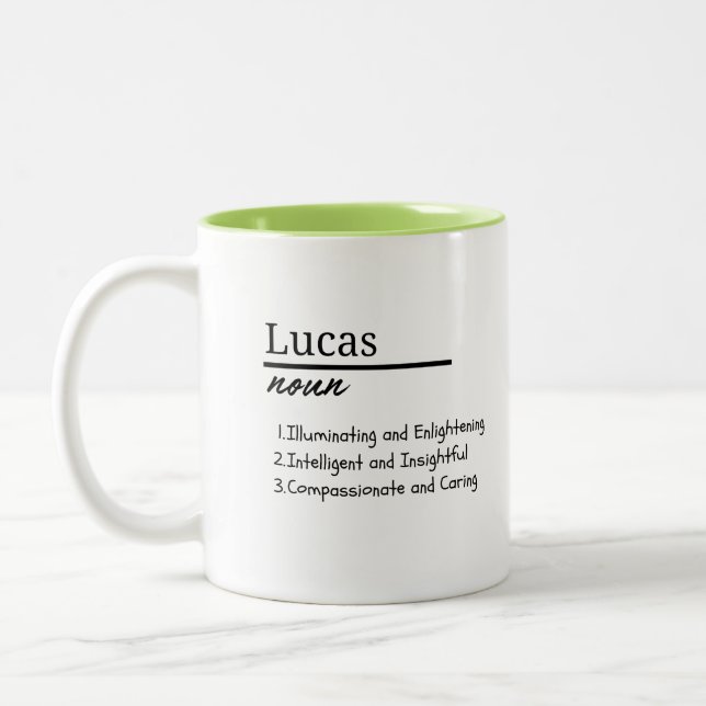 Tasse 2 Couleurs Lucas, Garçon Définition Personnalisée Du Nom (Gauche)
