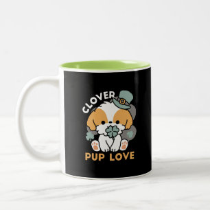 Tasse 2 Couleurs Lucky Pup with Clover - St. Patrick's Day Cadeau