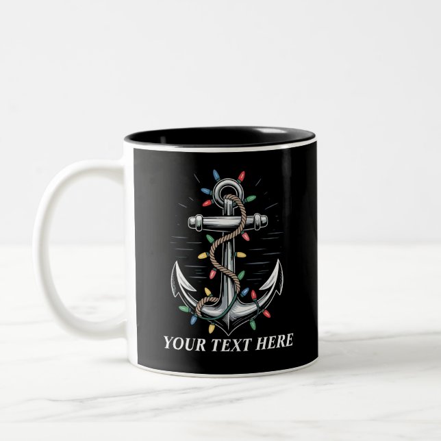 Tasse 2 Couleurs Lumières de Noël personnalisées Bateau de voile  (Gauche)