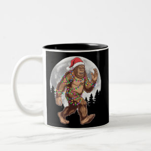Tasse 2 Couleurs Lumières de sapin de Noël Bigfoot Santa Xmas Sasqu