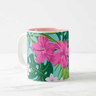 Tasse 2 Couleurs Luna Hibiscus Garden Hawaiian - Rose et Turq