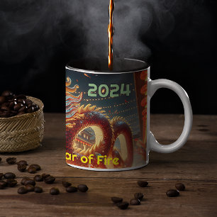 Tasse 2 Couleurs Lunar Zodiac Culture asiatique Dragon 'Année du fe