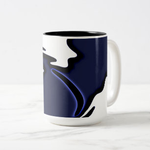 Tasse 2 Couleurs Lune bleue : Bleu Abstrait, Blanc & Noir