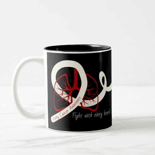 Tasse 2 Couleurs Lutte contre le cancer du poumon, poumons et ruban (Gauche)