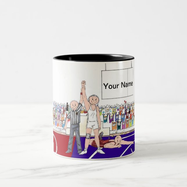 Tasse 2 Couleurs Lutteur - porte - clé masculin (Centre)