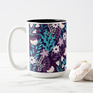 Tasse 2 Couleurs Luxe Turquoise & Floral Bourgogne