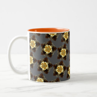 Tasse 2 Couleurs Luxury Golden Floral Mandala Ornamental Design