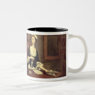 Tasse 2 Couleurs M.B. trouve l'écriture de Pamela, illustration de