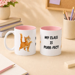Tasse 2 Couleurs Ma classe est parfaite Prof de chat orange drôle 