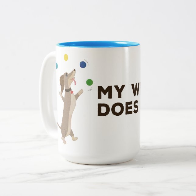 Tasse 2 Couleurs Ma saucisse fait des tours (Devant gauche)