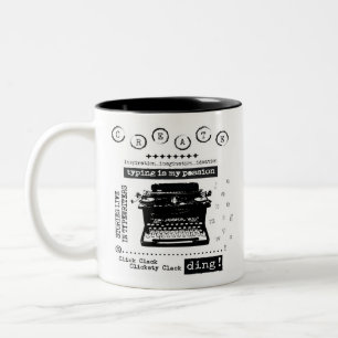 Tasse 2 Couleurs Machine à écrire vintage à café deux tons