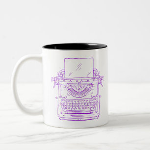 Tasse 2 Couleurs machine à écrire violet vintage