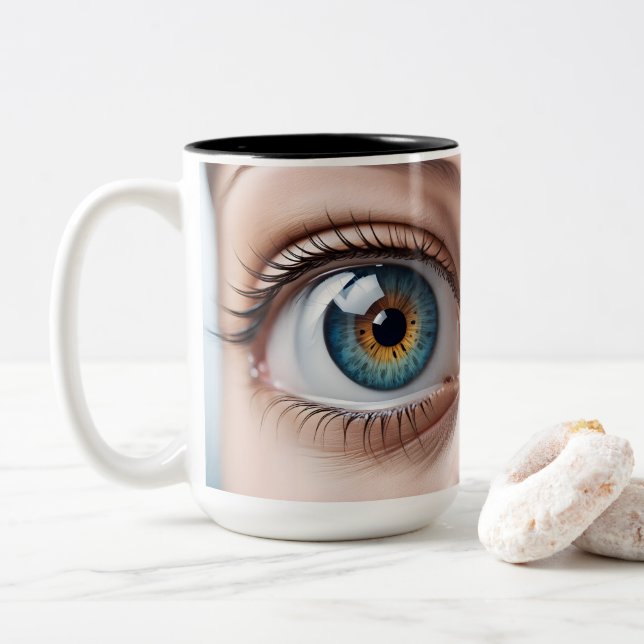 Tasse 2 Couleurs Macro oeil femelle (Avec donut)