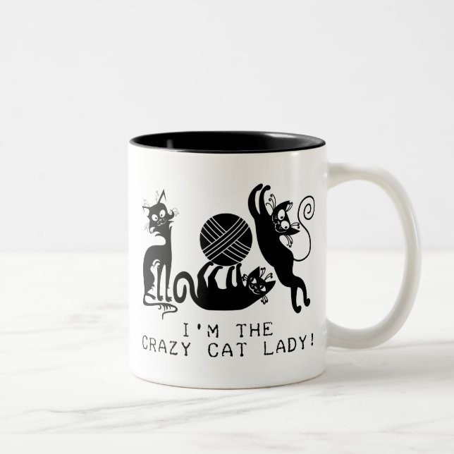 Tasse 2 Couleurs Madame folle de chat (Droit)