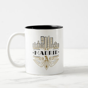 Tasse 2 Couleurs Madrid Espagne Art Déco Souvenir Esthétique