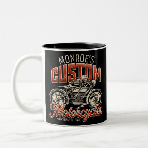 Tasse 2 Couleurs Magasin de motos squelette personnalisé NAME