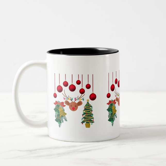 Tasse 2 Couleurs Magical Reindeer Bells and Christmas Tree Design  (Gauche)