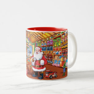Tasse 2 Couleurs Magnifique atelier de Père Noël sur la musique d