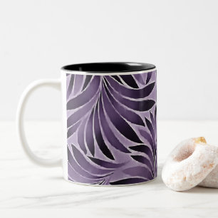 Tasse 2 Couleurs Magnifique motif de feuilles en lilas et gris