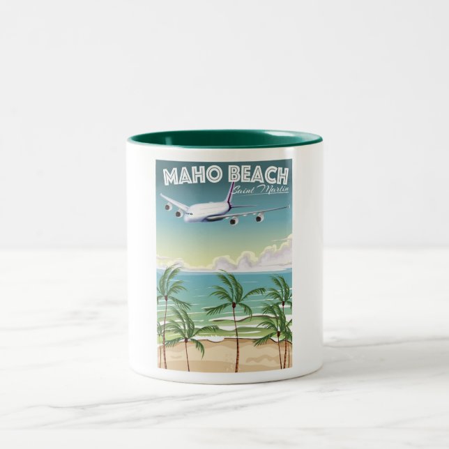 Tasse 2 Couleurs Maho Beach Saint Martin affiche (Centre)