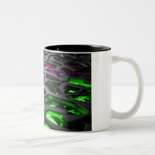 Tasse 2 Couleurs Maille 3D Cyberpunk Rose Néon Vert Abstrait