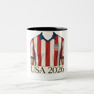 Tasse 2 Couleurs Maillot de foot USA rétro style patriotique rouge