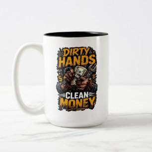 Tasse 2 Couleurs Mains sales argent propre Cadeau pour mécanicien