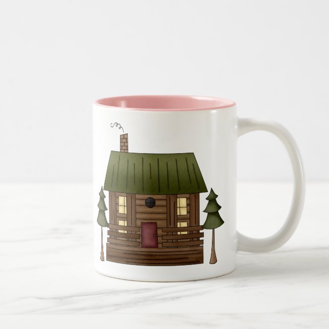 Tasse 2 Couleurs Maison de cabine de rondin (Droit)