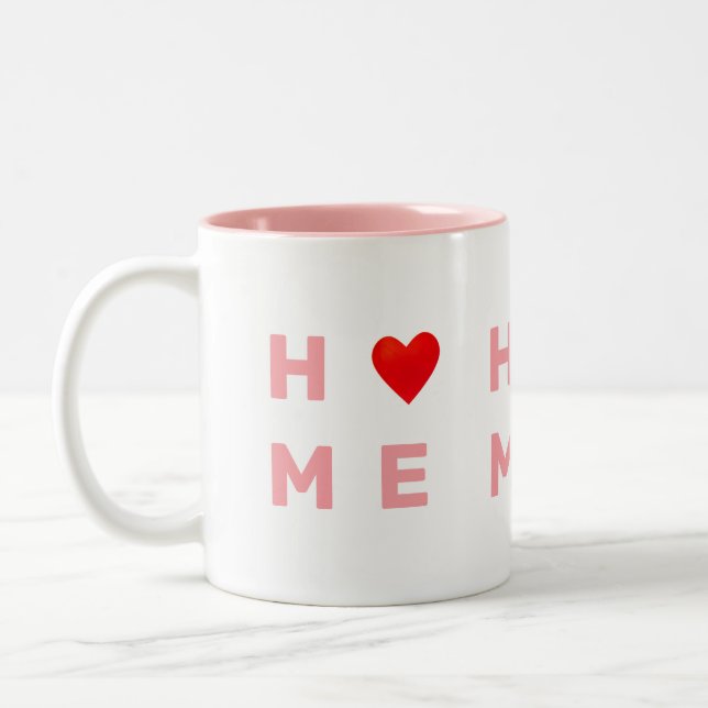 Tasse 2 Couleurs Maison et coeur rose moderne (Gauche)
