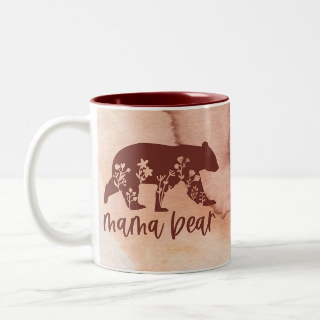Tasse 2 Couleurs Mama Bear with Flowers Fête des mères (Gauche)