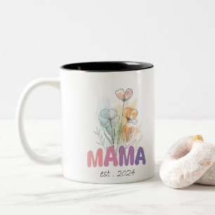 Tasse 2 Couleurs Mama Est 2024 Mothers Day