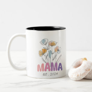 Tasse 2 Couleurs Mama Est 2024 Mothers Day