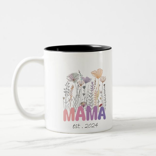 Tasse 2 Couleurs Mama Est 2024 Mothers Day (Gauche)