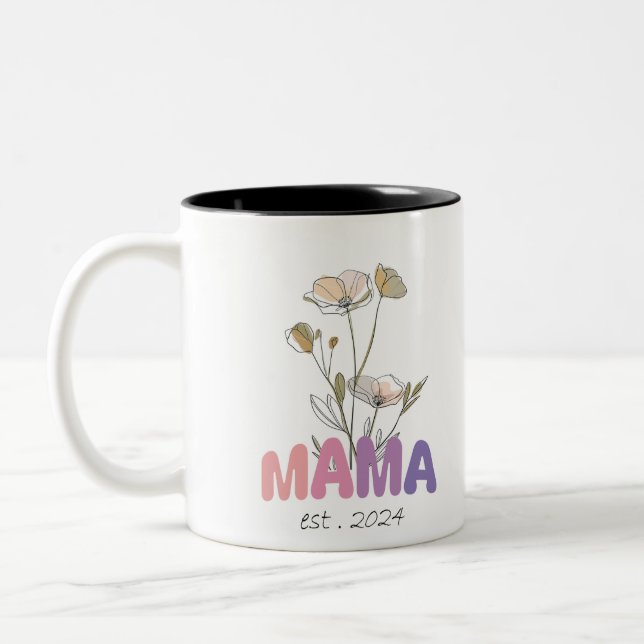 Tasse 2 Couleurs Mama Est 2024 Mothers Day (Gauche)
