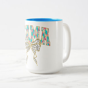 Tasse 2 Couleurs MAMA lettrage coloré à motifs 