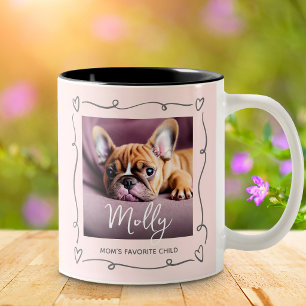 Tasse 2 Couleurs Maman Chien Photo Enfant Préféré Cœurs Gribouillag