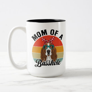Tasse 2 Couleurs Maman d'un Basshole Funny Basset Hound Chien Maman