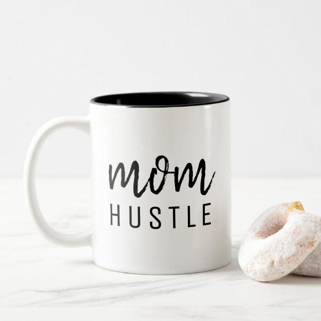 Tasse 2 Couleurs Maman Hustle | Fête des Mères Moderne Design (Avec donut)