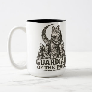Tasse 2 Couleurs Maman Loup et Loulous Forêt Lune Nature Graphique